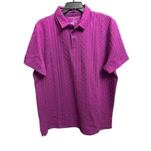 Shaquille O’Neal XLT Polo Shirt Fancy Purple Holly Thick Woven Textured XL Tall